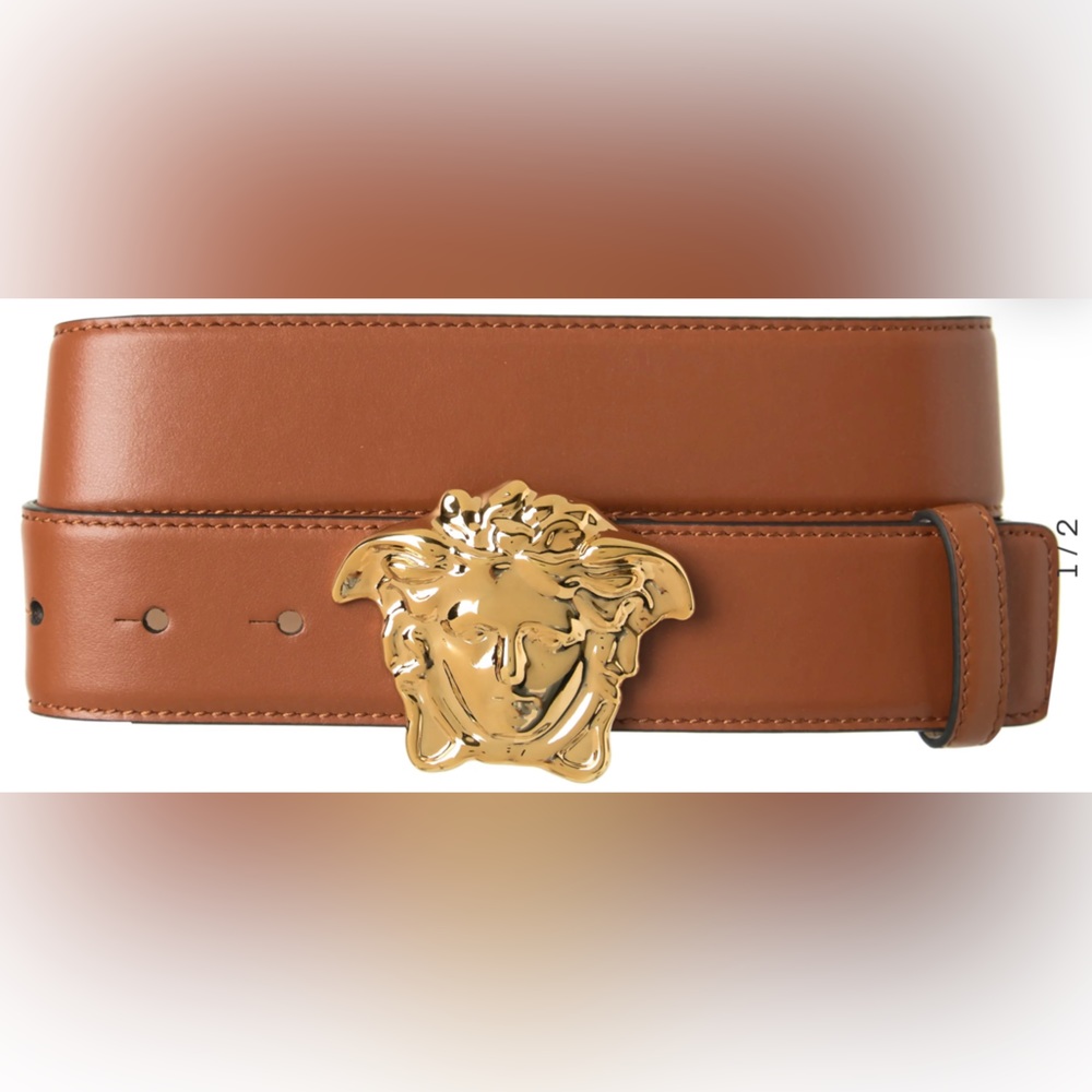 Versace Cintura H.40 Vitello leather buckle belt